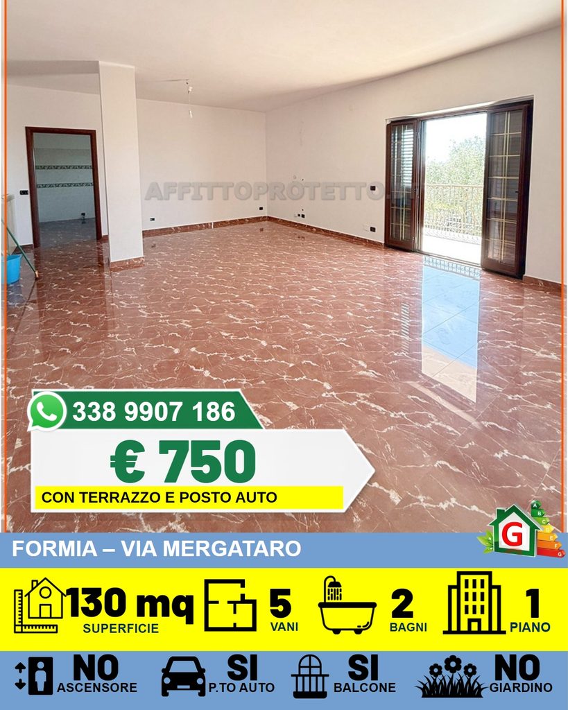 Appartamento con Terrazzo e Posto Auto in Affitto a Formia via Mergataro zona Centro Commerciale Itaca Panorama