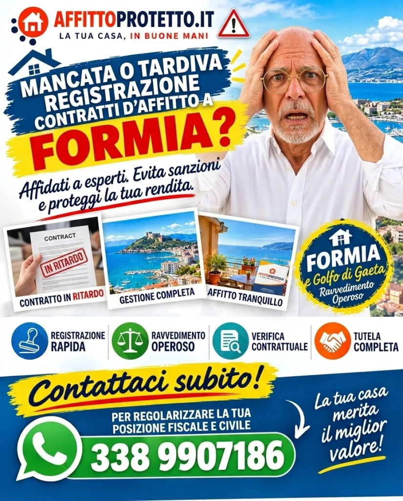 Registrazione tardiva contratto di locazione e sanzioni a Formia